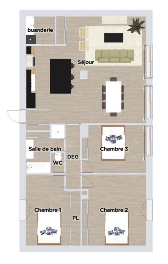 Plateau 125 M2 Le patio de Brossolette